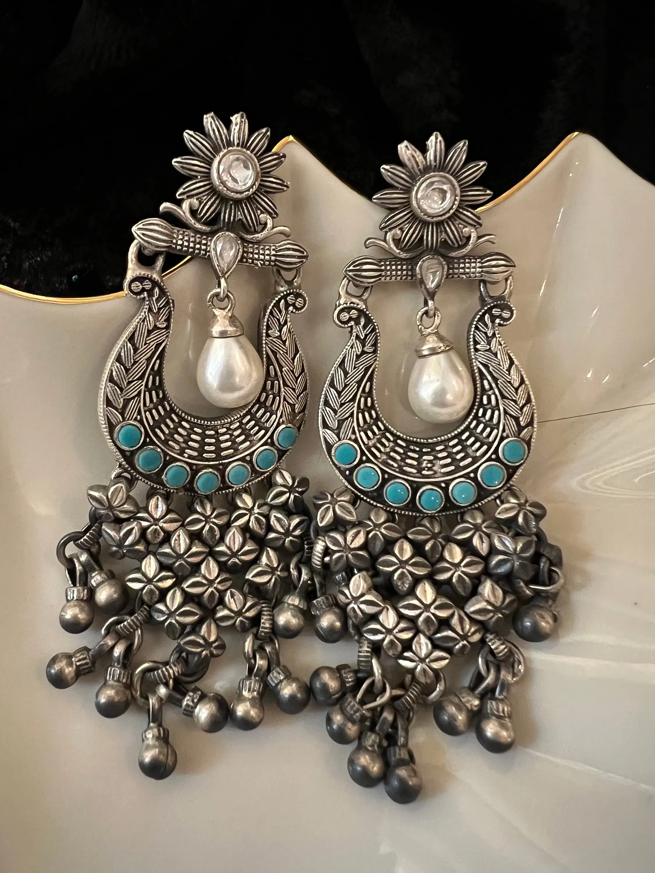 Traditional silver earrings handmade design