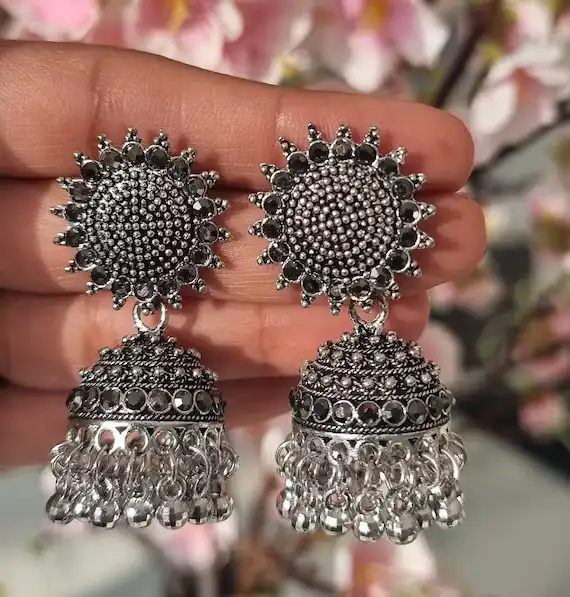 Antique silver earrings traditional design